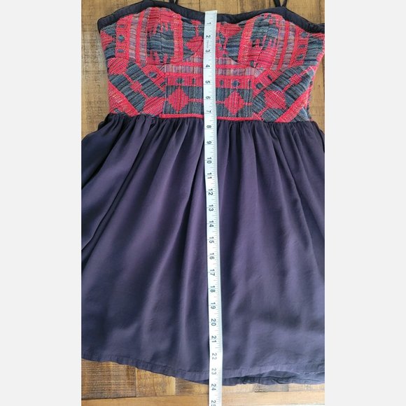 UO Staring at Stars Red and Navy Fit and Flare Embroidered Mini Dress - … - Picture 8 of 11